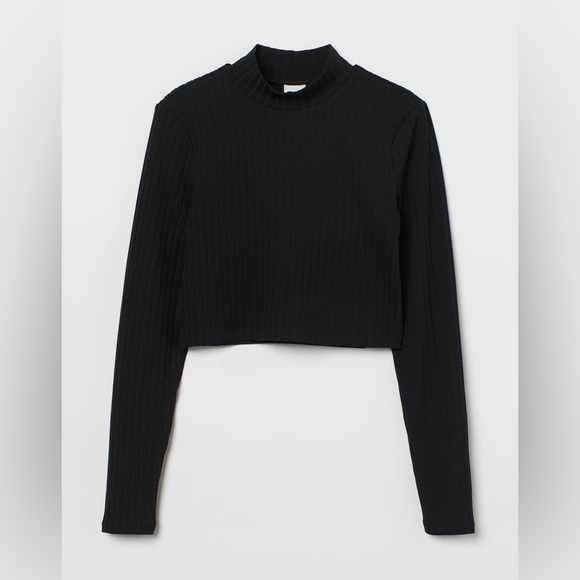 H&M Ribbed Mock Neck Crop Top - Picture 1 of 8